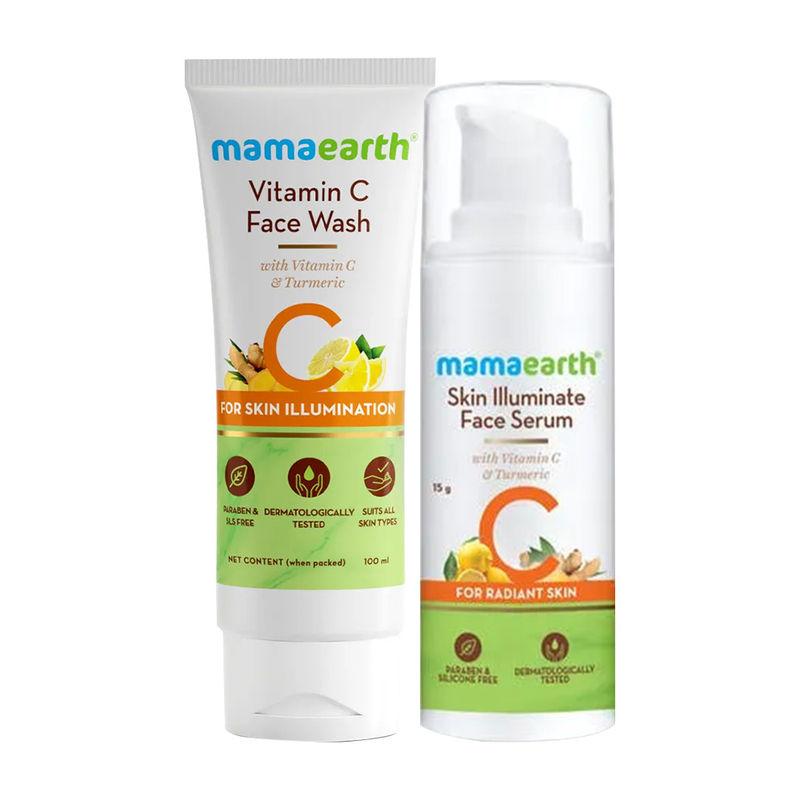 mamaearth vitamin c face wash + skin illuminate face serum