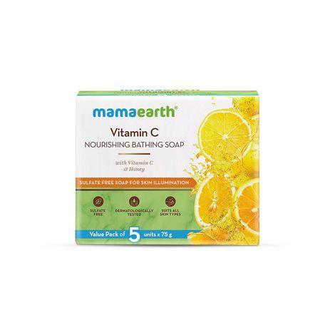 mamaearth vitamin c nourishing bathing soap with vitamin c and honey for skin illumination (5x75 g)