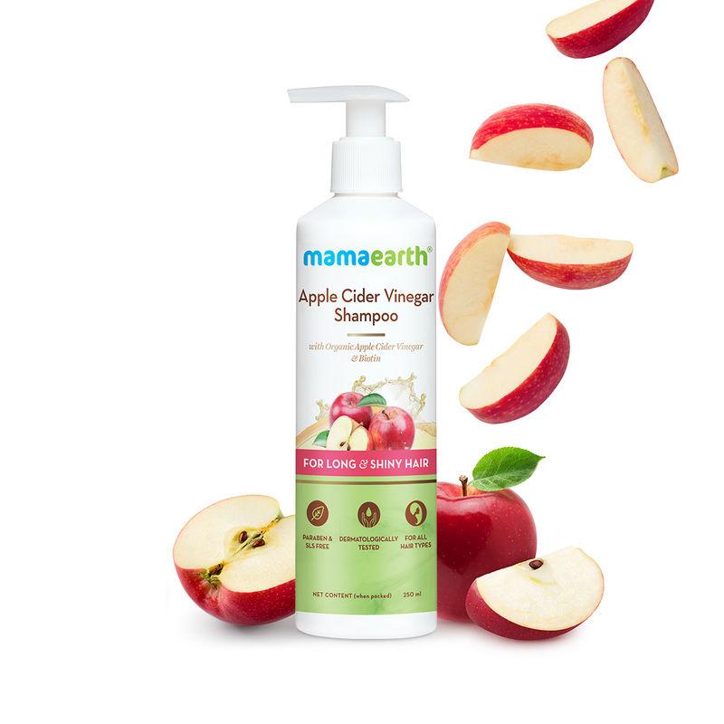mamaearth apple cider vinegar shampoo with organic apple cider vinegar & biotin for long, shiny hair