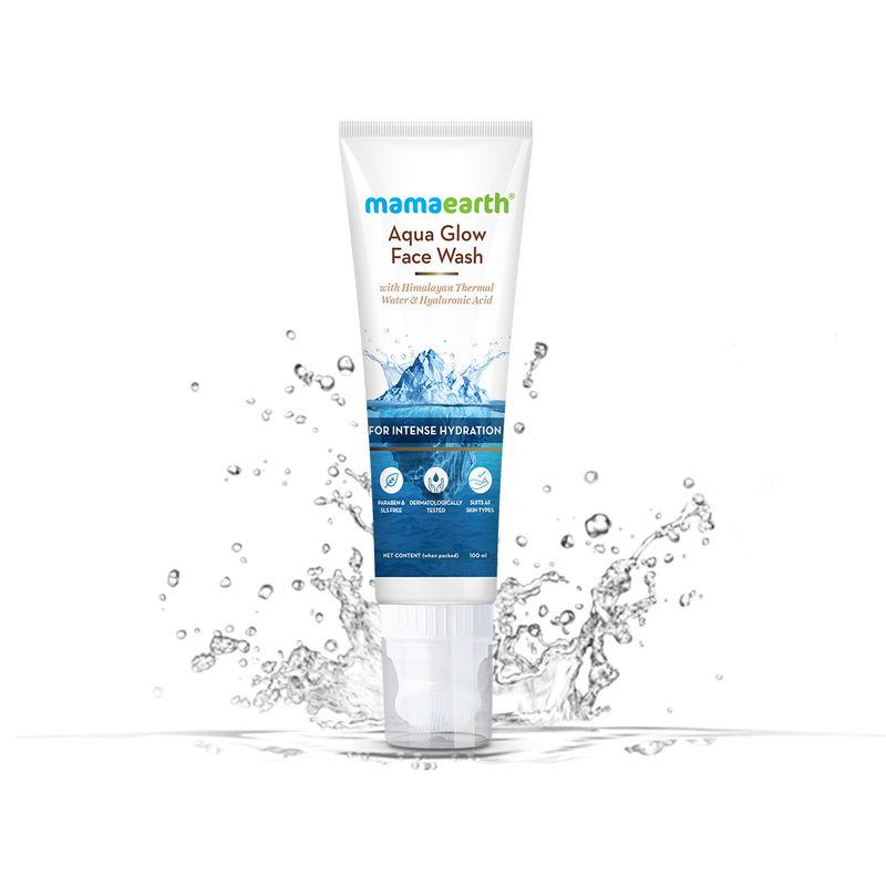 mamaearth aqua glow face wash with himalayan thermal water and hyaluronic acid for intense hydration