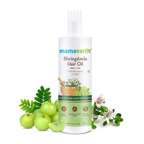 mamaearth bhringamla hair oil with bhringraj & amla for intense hair treatment (250 ml)