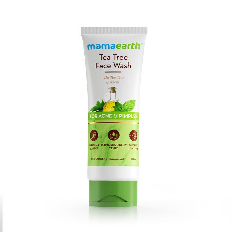 mamaearth face wash with tea tree oil and neem extract for acne &pimples