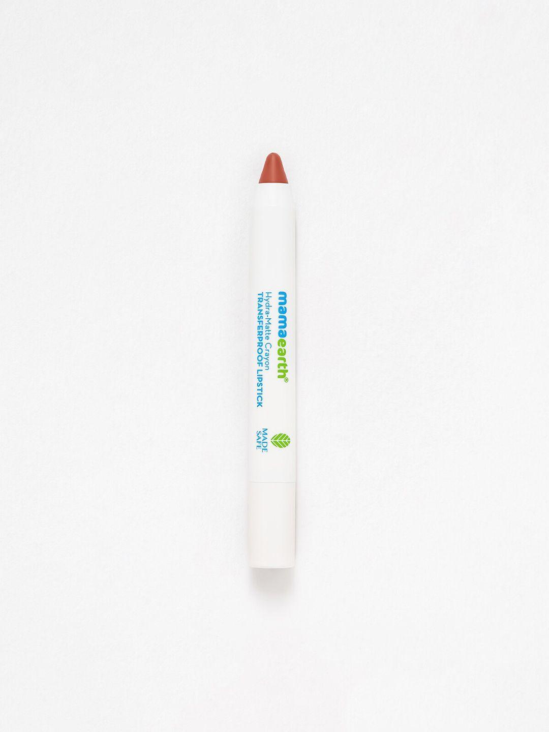 mamaearth hydra-matte crayon transfer proof lipstick with argan oil 2.4g - cafe latte nude 06