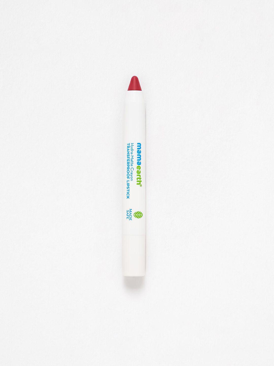 mamaearth hydra-matte crayon transfer proof lipstick with argan oil 2.4g - lychee pink 01