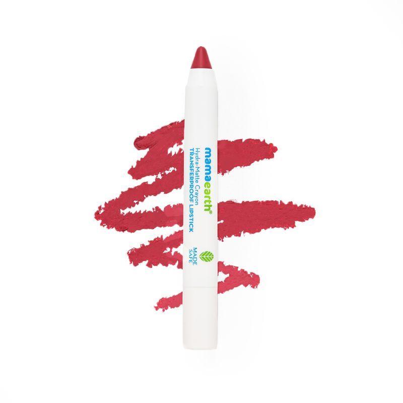 mamaearth hydra-matte crayon transferproof lipstick with argan oil