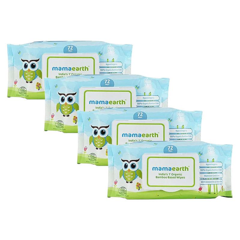 mamaearth india's first organic bamboo based baby wipes - pack of 4