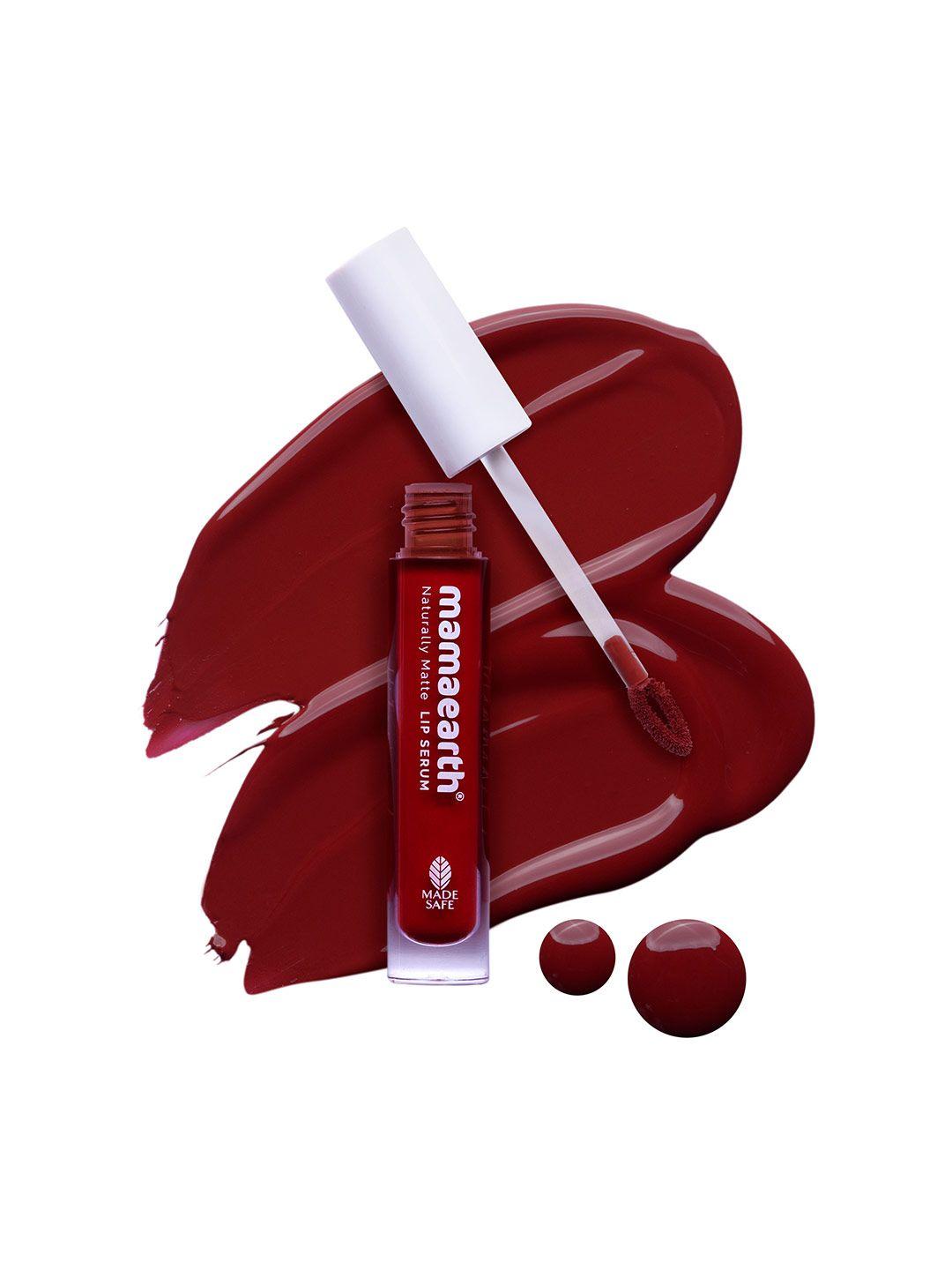 mamaearth naturally matte lip serum - matte liquid lipstick with vitamin c - chirpy cherry