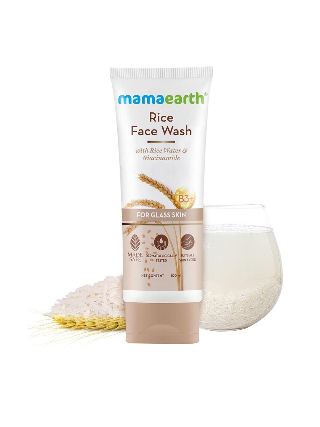 mamaearth rice face wash with rice water & niacinamide for glass skin - 100ml
