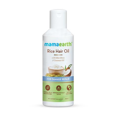 mamaearth rice hair oil with rice bran & coconut oil for damaged, dry and frizzy hair (150 ml)