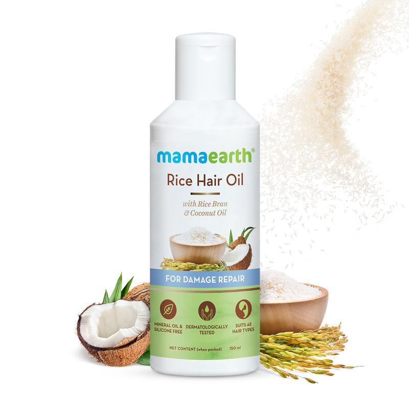 mamaearth rice hair oil with rice bran and coconut oil