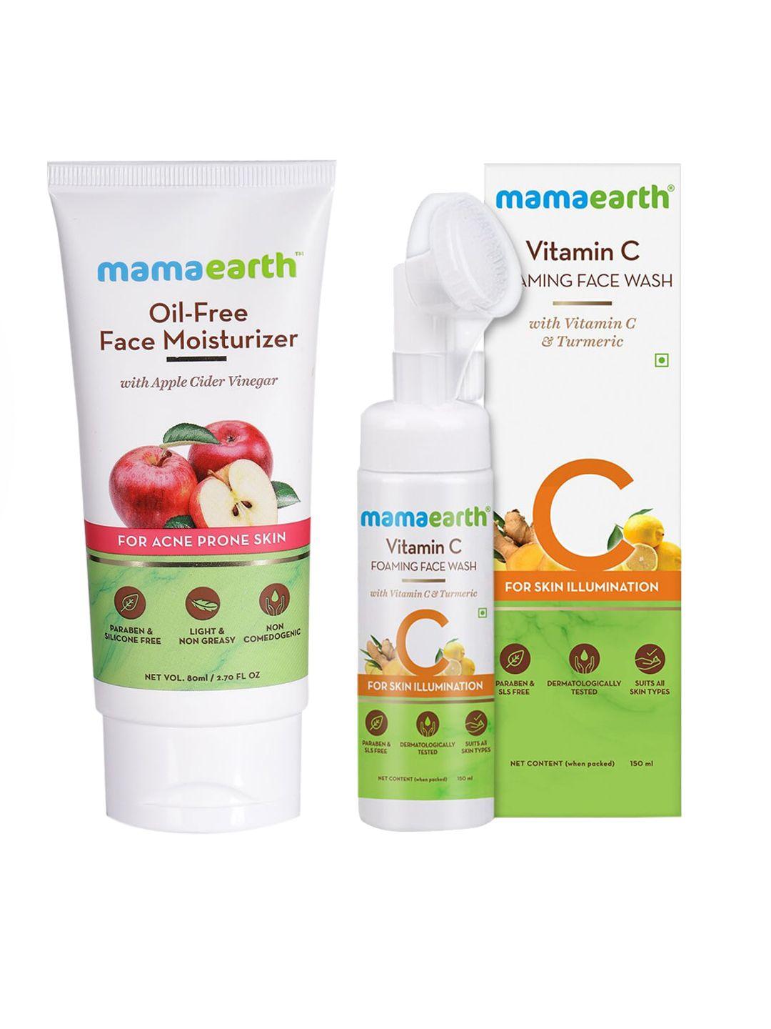 mamaearth set of sustainable vitamin c face wash & oil-free face moisturizer