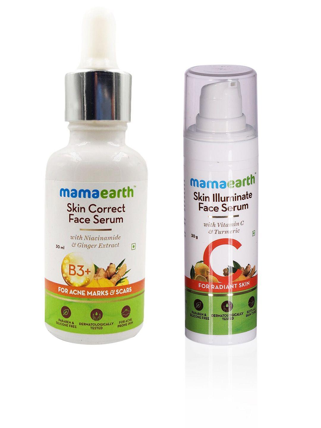 mamaearth sustainable set of skin illuminate vitamin c & skin correct face serums