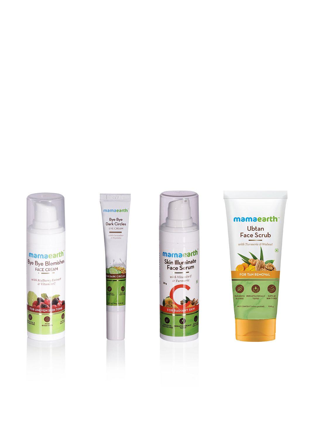 mamaearth sustainable set of vitc face serum - face scrub - eye cream - blemishes cream