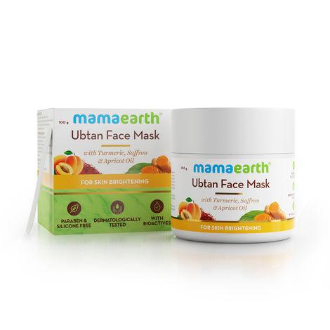 mamaearth ubtan face mask , saffron, turmeric & apricot oil for skin brightening (100 ml)