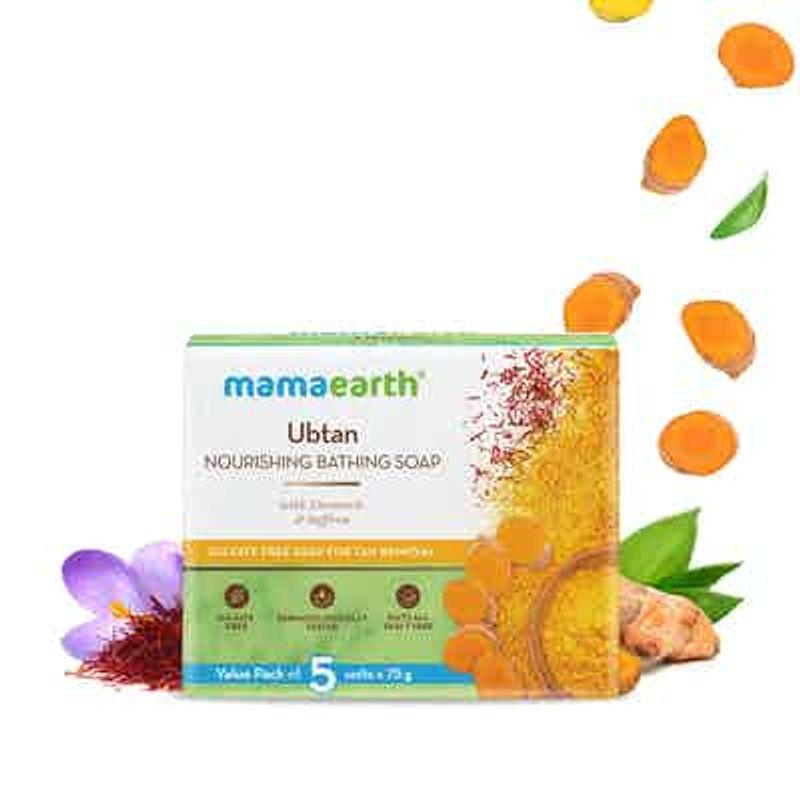 mamaearth ubtan nourishing bathing soap with turmeric & saffron