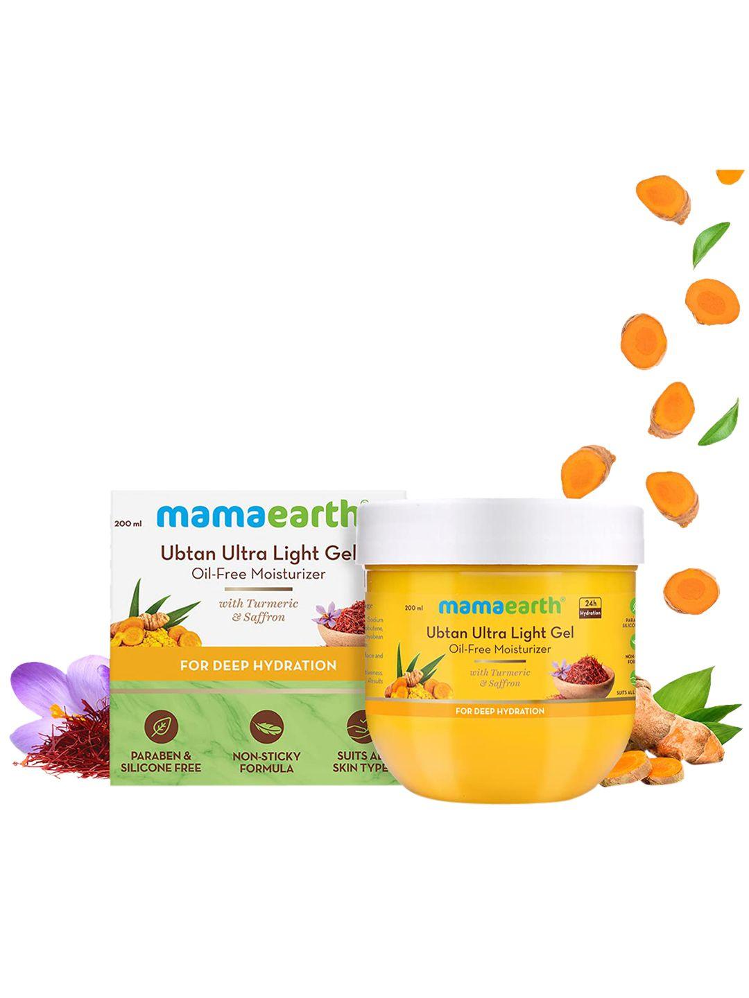 mamaearth ubtan ultra light gel oil-free moisturizer with turmeric & saffron for hydration