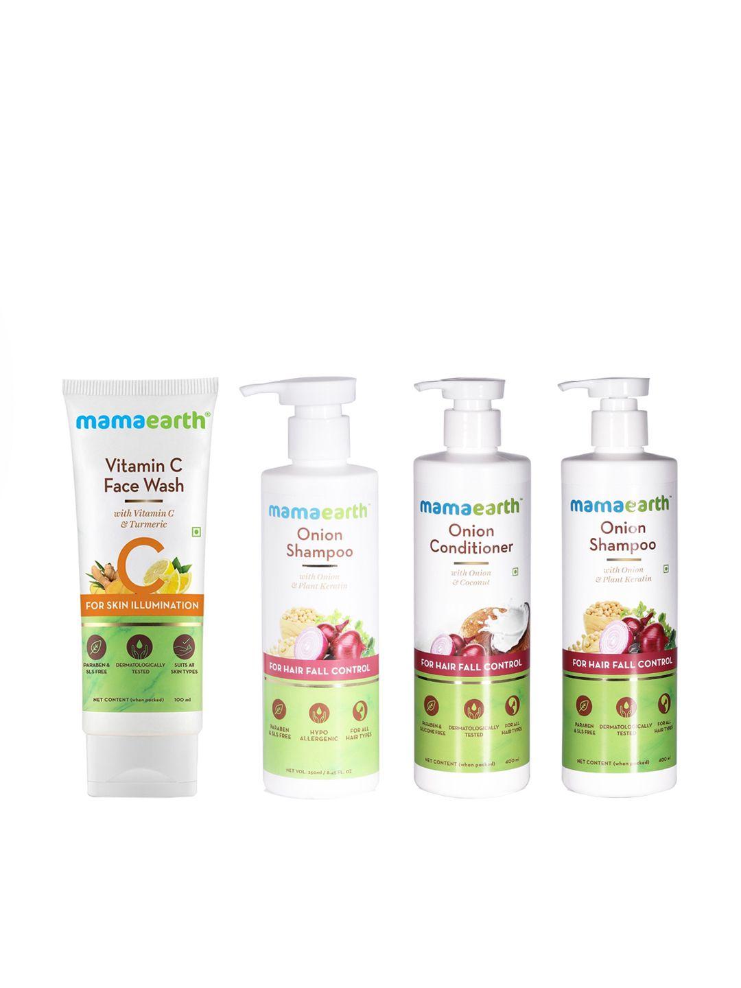 mamaearth unisex set of 2 shampoos, hair conditioner & vitamin c face wash