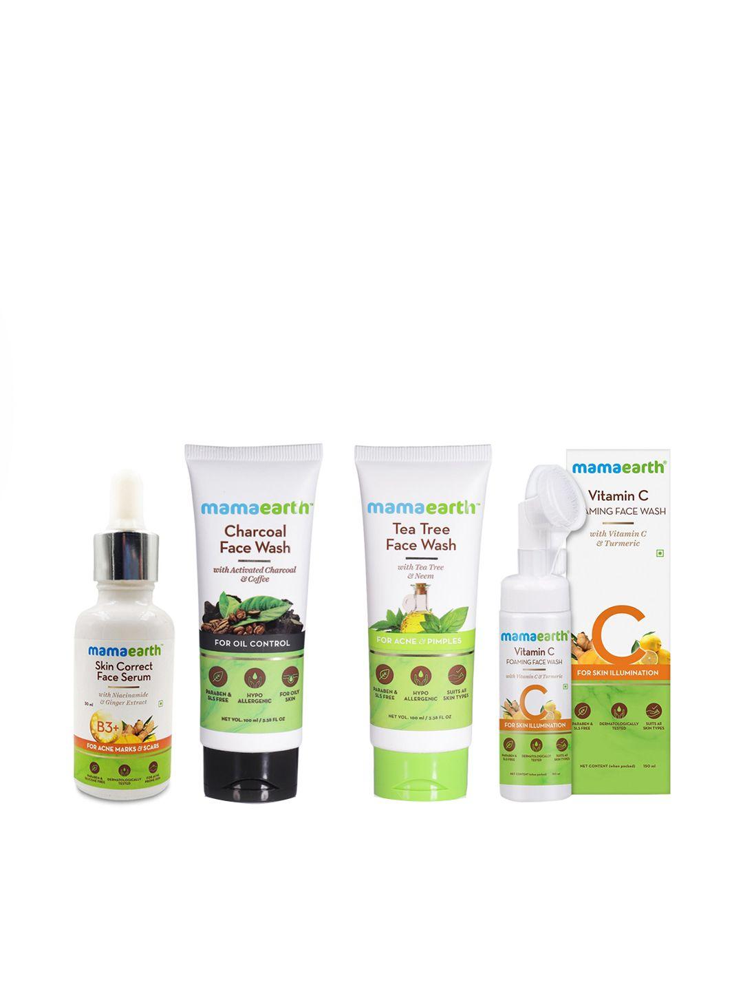 mamaearth unisex set of 3 face washes & face serum