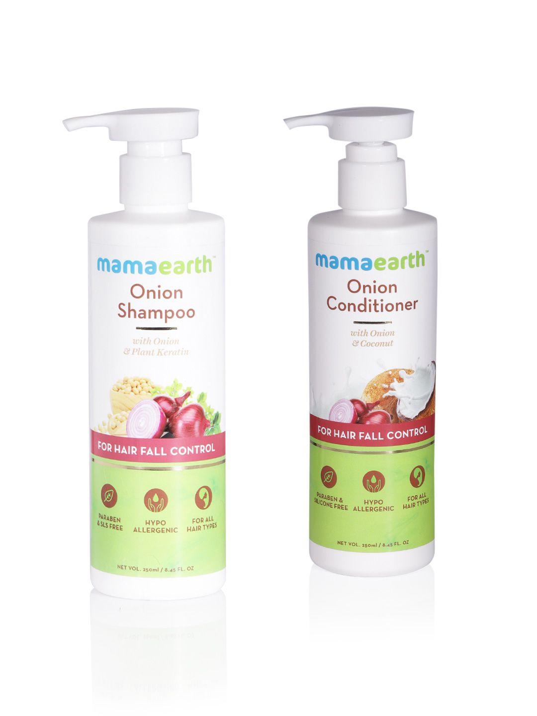 mamaearth unisex set of onion hair fall control sustainable shampoo & conditioner