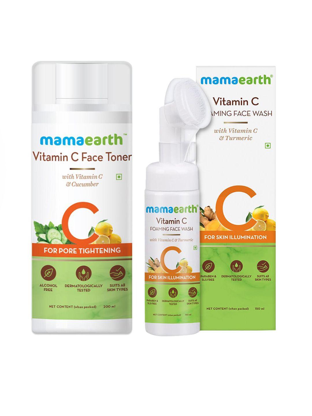 mamaearth unisex set of vitamin c foaming face wash & face toner