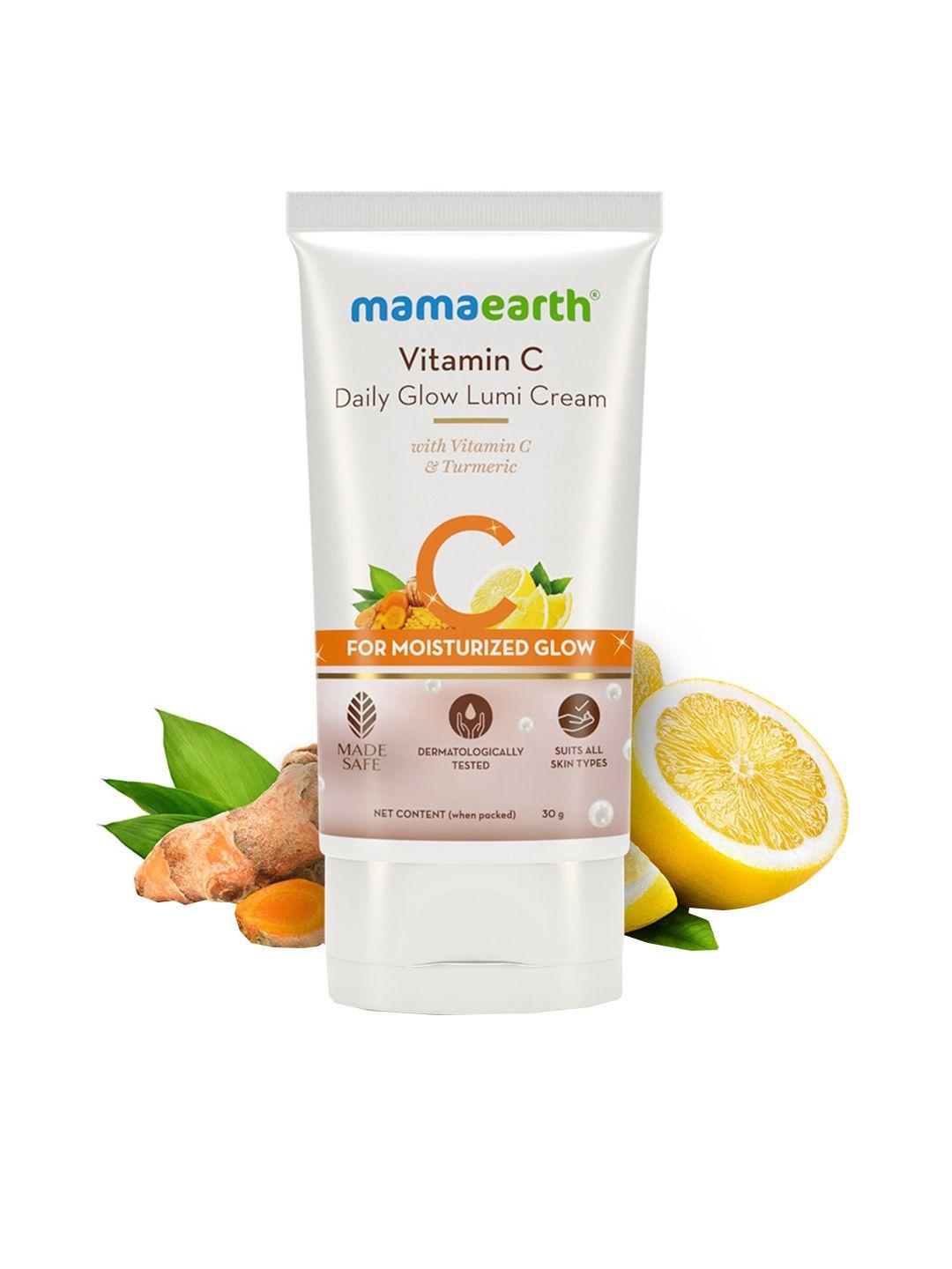 mamaearth vitamin c daily glow lumi cream with vitamin c & turmeric for moisturizing glow - 30 gm