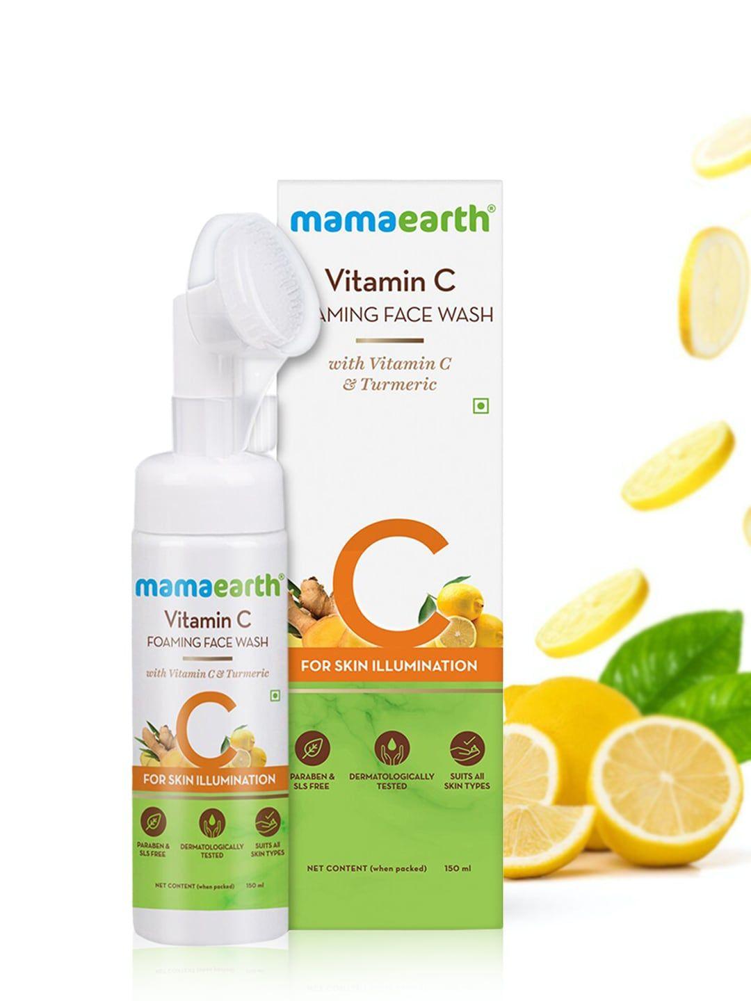 mamaearth vitamin c foaming face wash with turmeric for skin illumination 150 ml