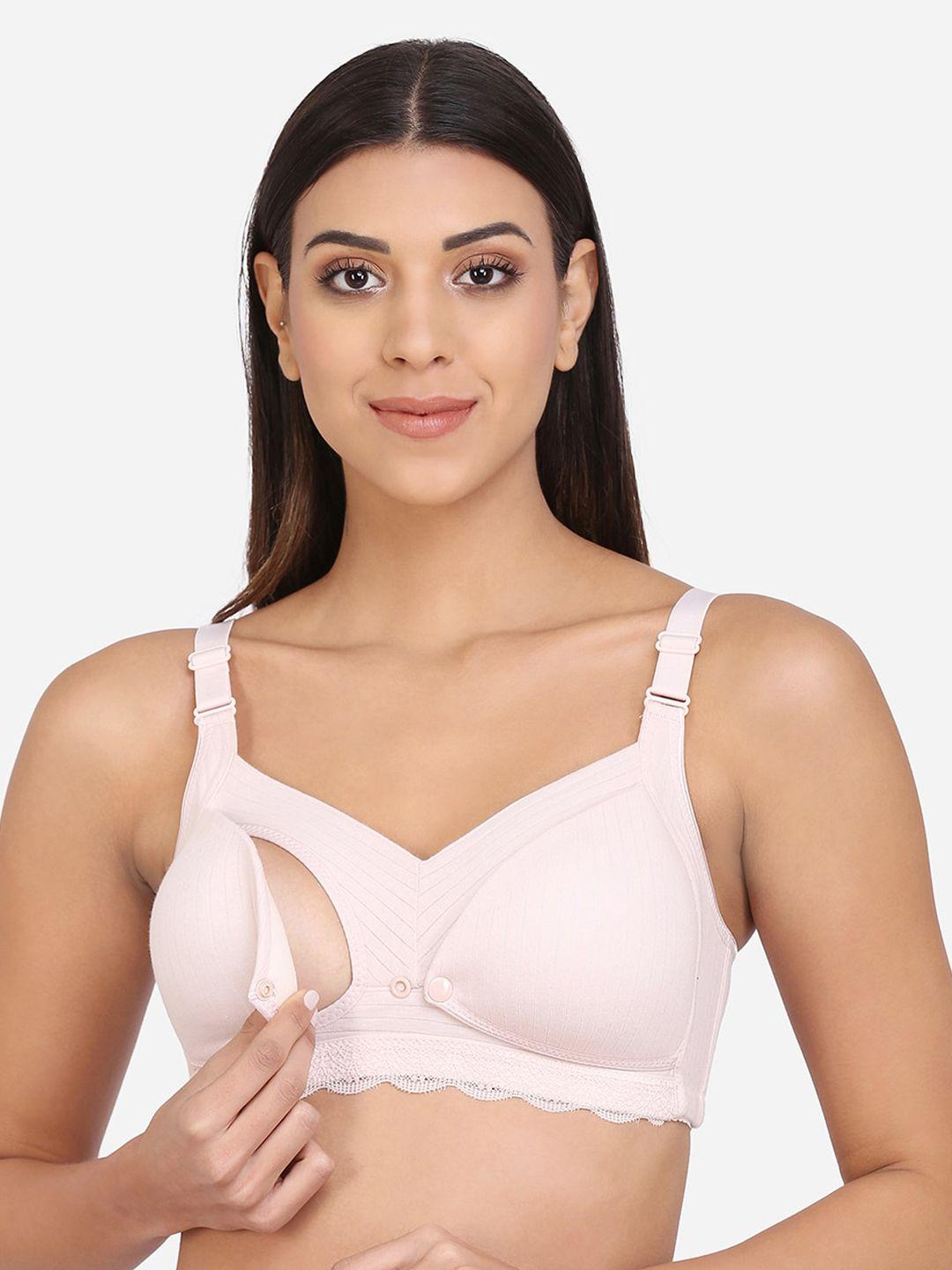 mamma presto pink solid non-wired lightly padded anti microbial maternity bra mpf-39