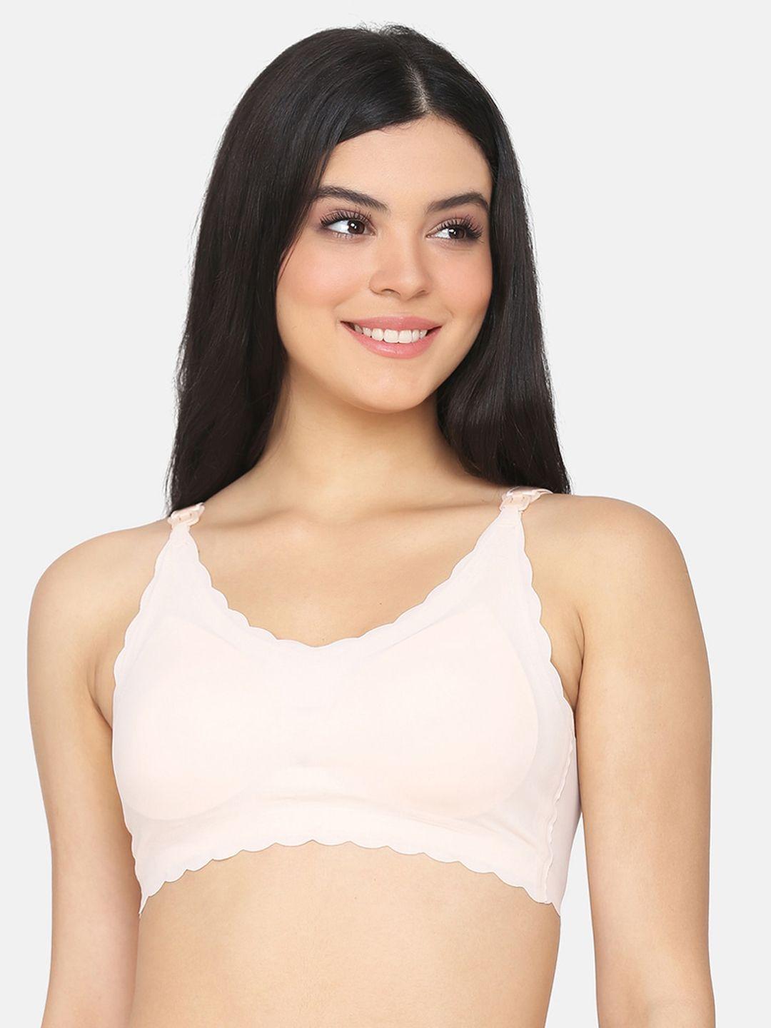 mamma presto beige solid non-wired lightly padded maternity nursing bra mpf-34 beige-c21