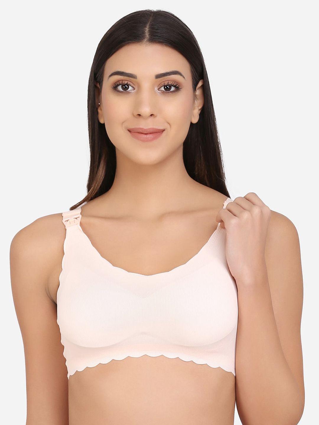 mamma presto peach-coloured solid padded maternity nursing bra mpf-36 peach-c21-peach