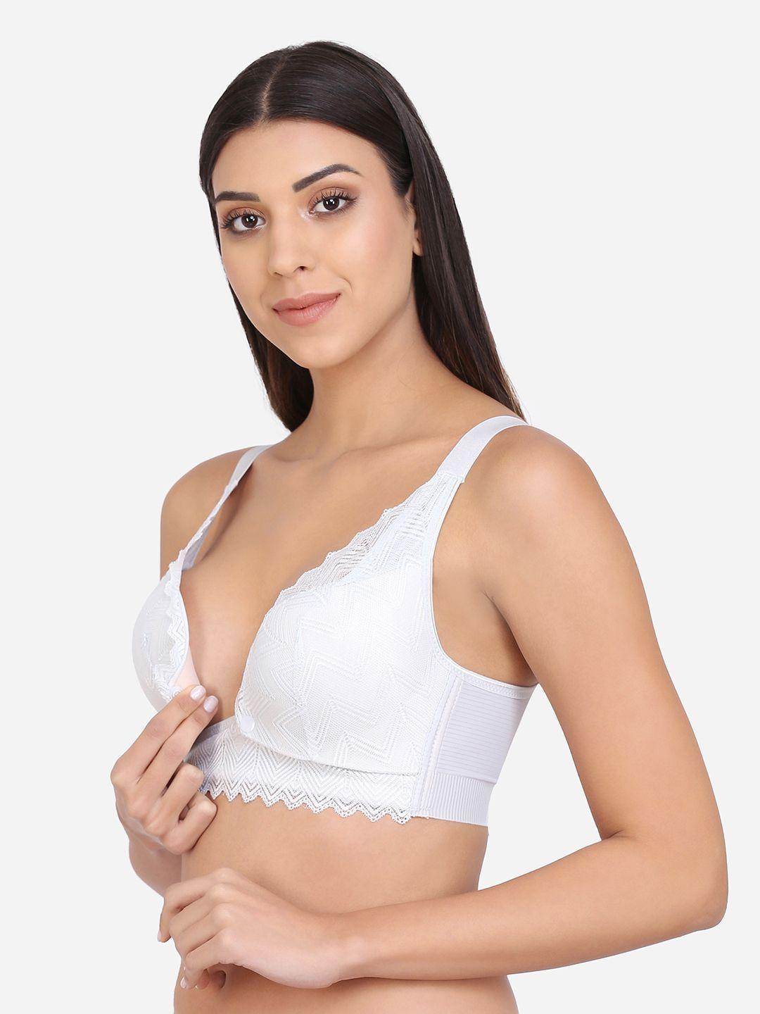 mamma presto white solid non-wired lightly padded maternity nursing bra mpf-35-c21