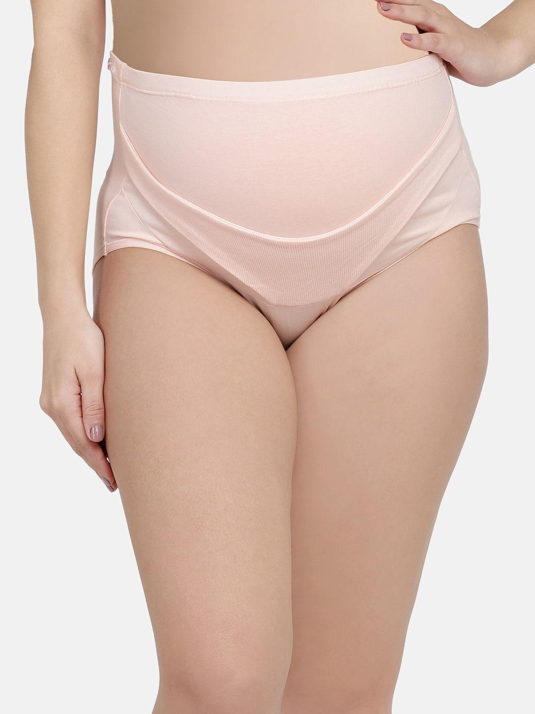 mamma presto women pink solid adjustable band maternity briefs mpu-05 peach-c20