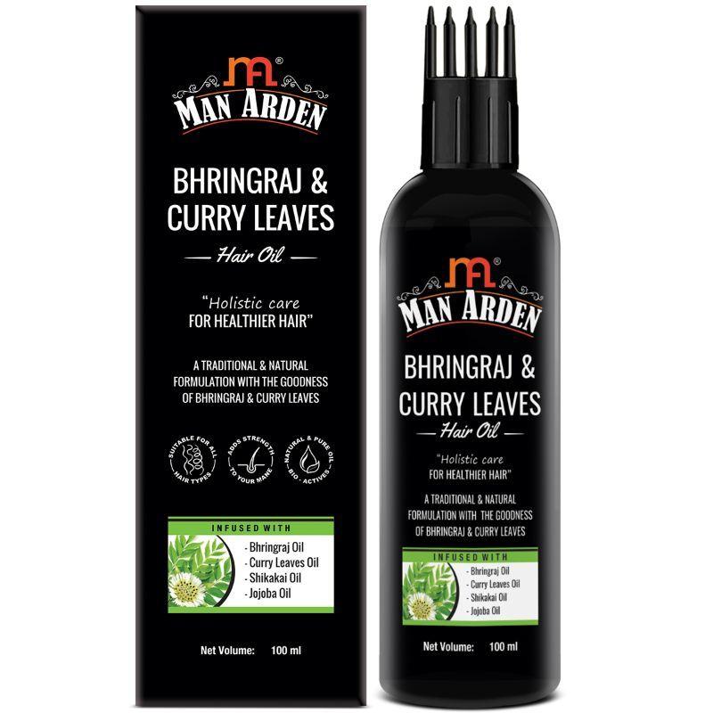 man arden bhringraj & curry leaves hair oil for men with shikakai oil