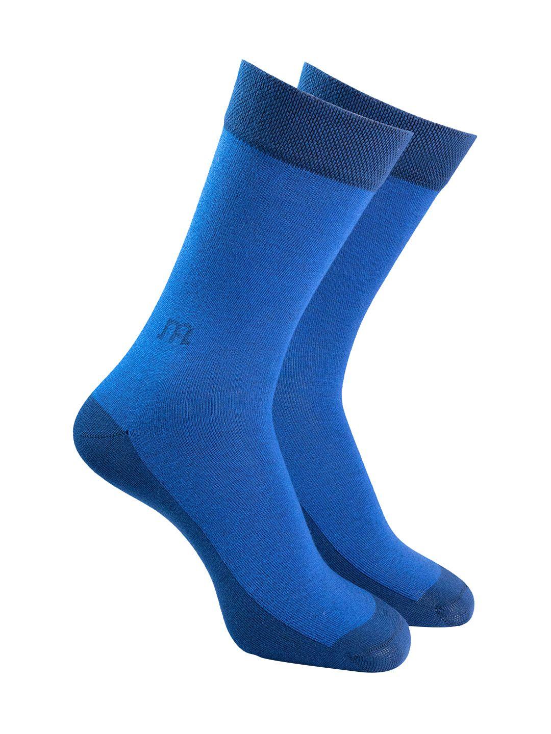 man arden men navy blue & black patterned calf-length cotton socks