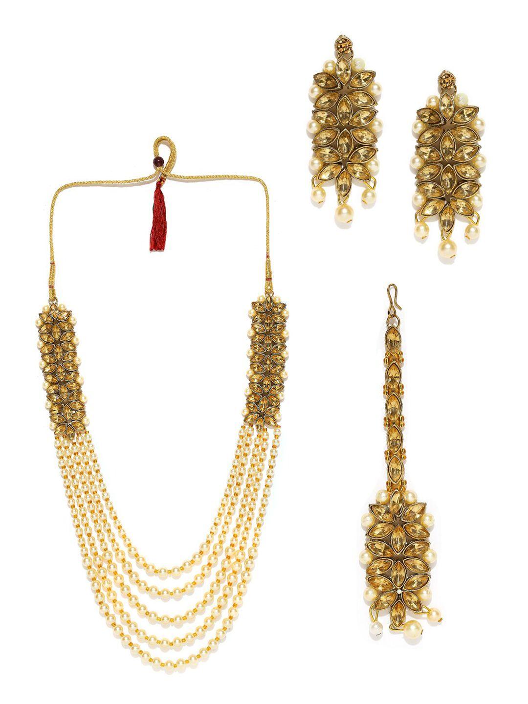 manath gold plated kundan studded jewellary set