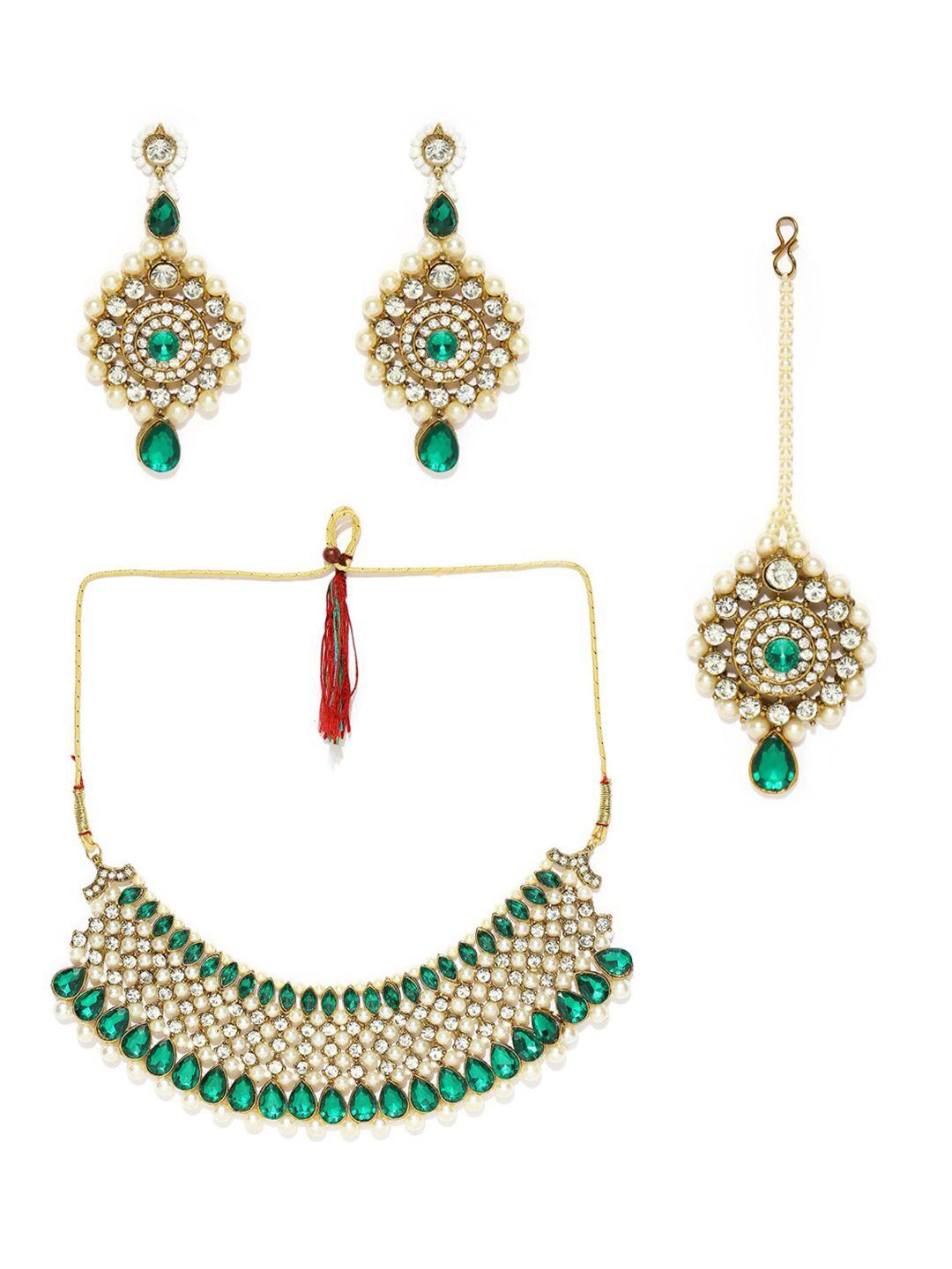 manath kundan studded jewellery set with maang tika