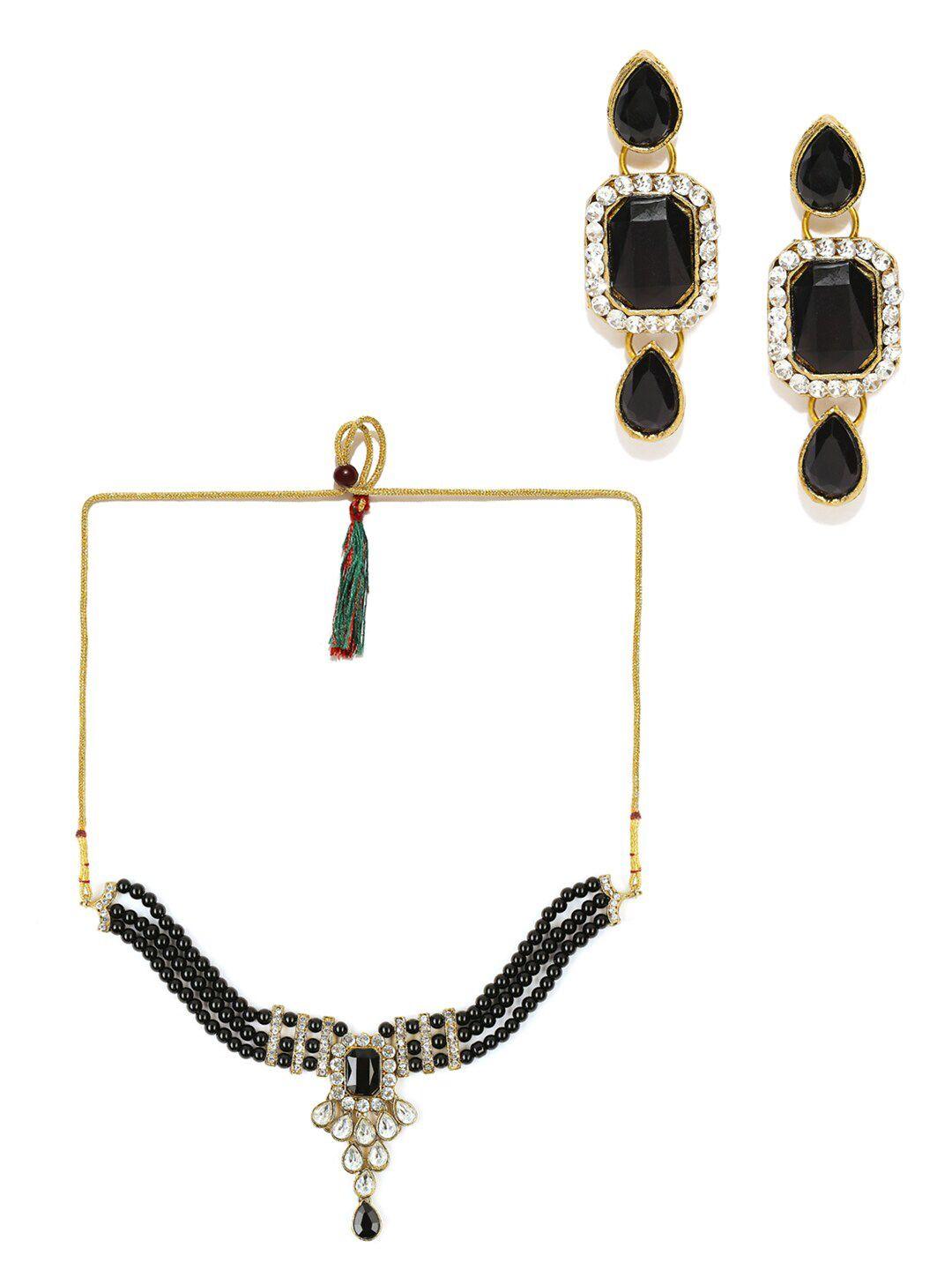 manath kundan-studded & beaded jewellery set