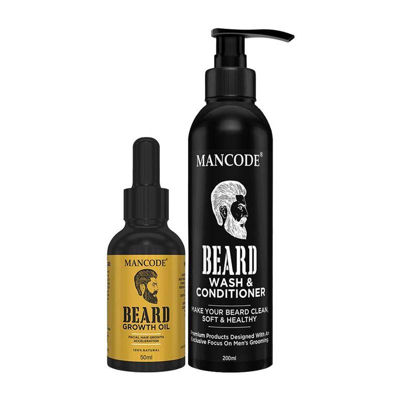 mancode beard growth oil & beard wash & conditioner (pack of 2)