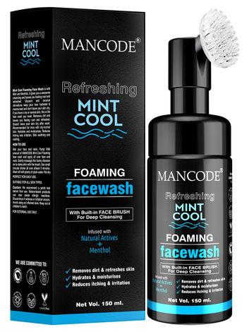 mancode refreshing mint cool foaming facewash (with bult-in brush) (150 ml)