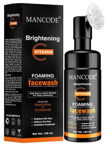 mancode brightening vitamin c foaming facewash (with bult-in brush) (150 ml)
