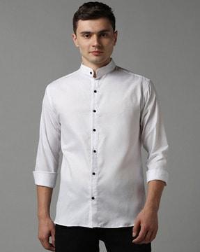 mandarin-collar shirt with full sleeves
