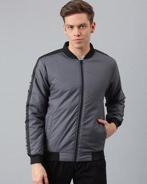 mandarin collar bomber jacket