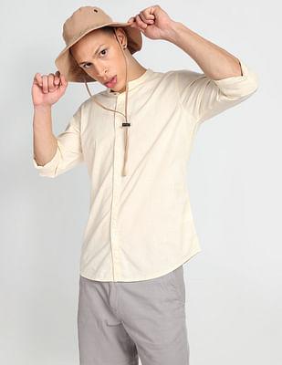 mandarin collar cotton casual shirt