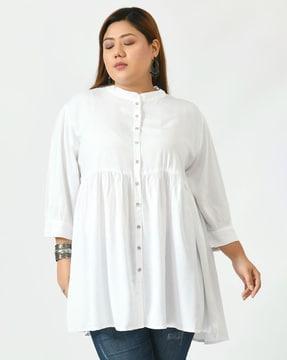 mandarin-collar front button tunic