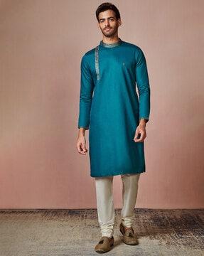 mandarin collar full-sleeves kurta