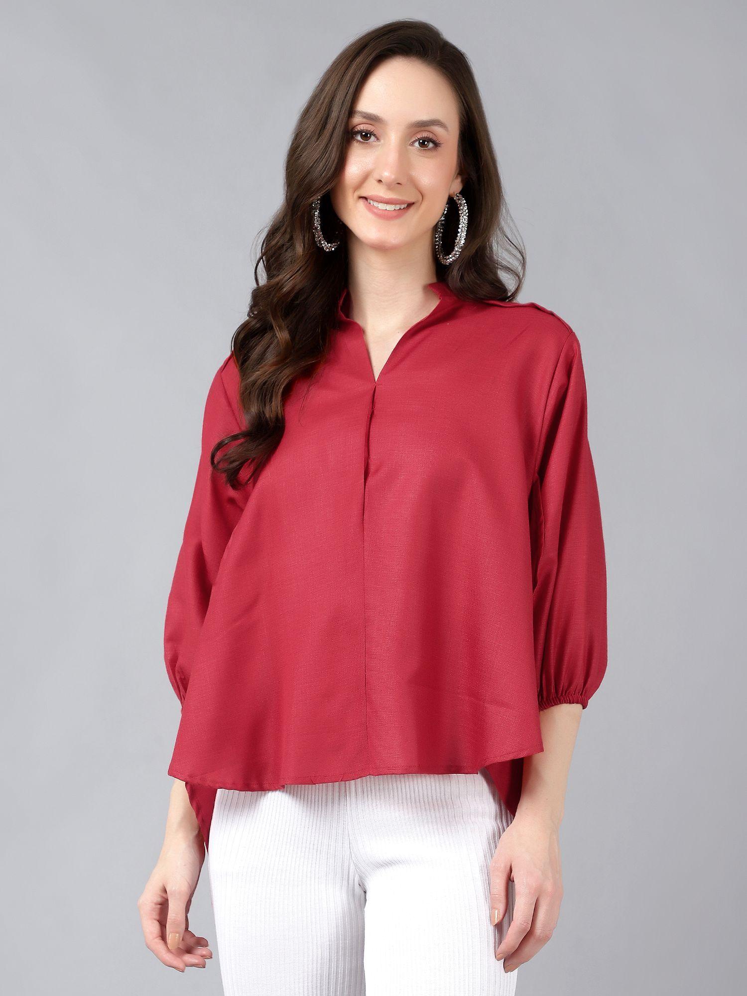 mandarin collar high low top