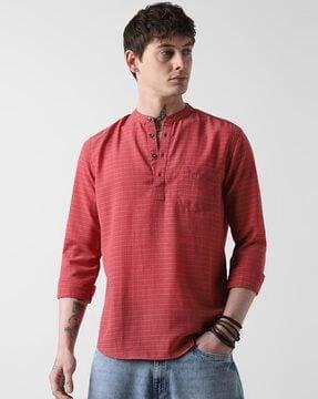 mandarin collar kurta with full sleeves