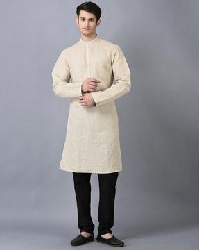 mandarin collar long kurta with full sleeves
