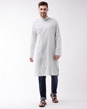 mandarin collar long kurta with full sleeves