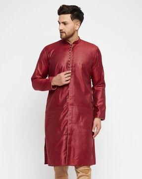 mandarin collar long kurta with full sleeves