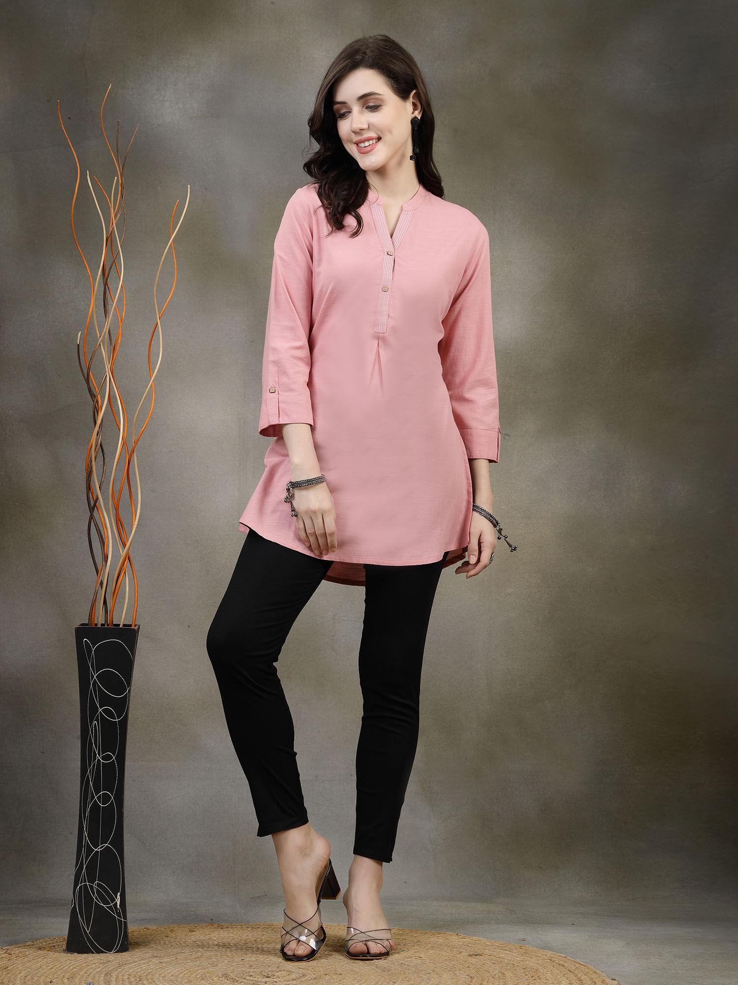 mandarin collar pink kurti